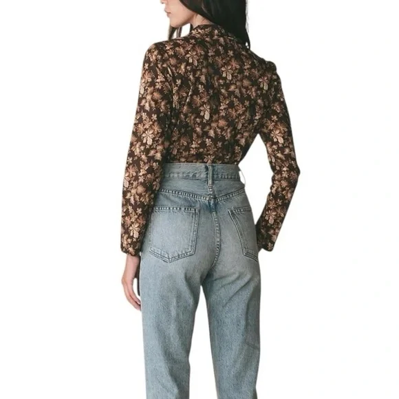 DOEN Sheila Button Down Top in Fern Grove Floral - Picture 2 of 10